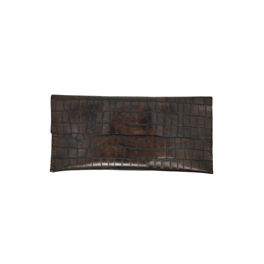 zWL24 Crocodile Pattern-Brown 01 Clutch - Only Available Off-Line in Roma Store