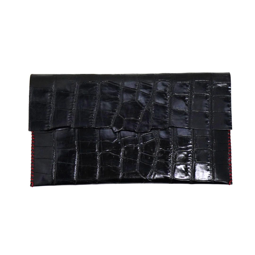 zWL24 Crocodile Pattern-Black 07 Clutch - Only Available Off-Line in Roma Store