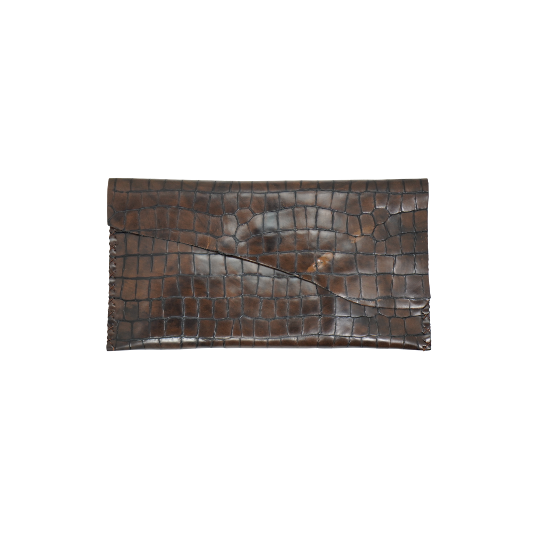 zWL24 Crocodile Pattern-Brown 04 Clutch - Only Available Off-Line in Roma Store