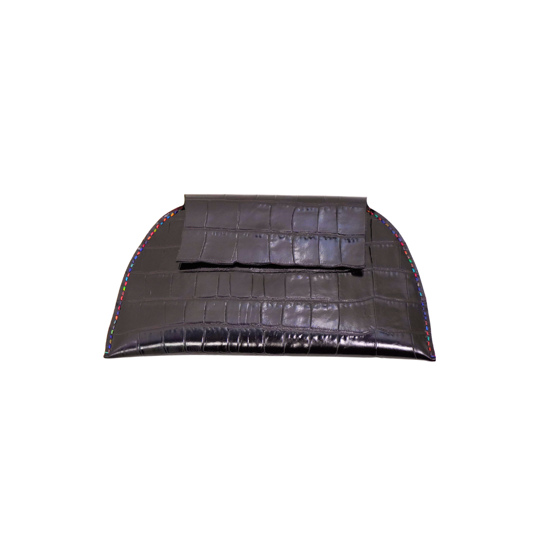 WL24 Crocodile Pattern-Burgandi Black 01 Clutch