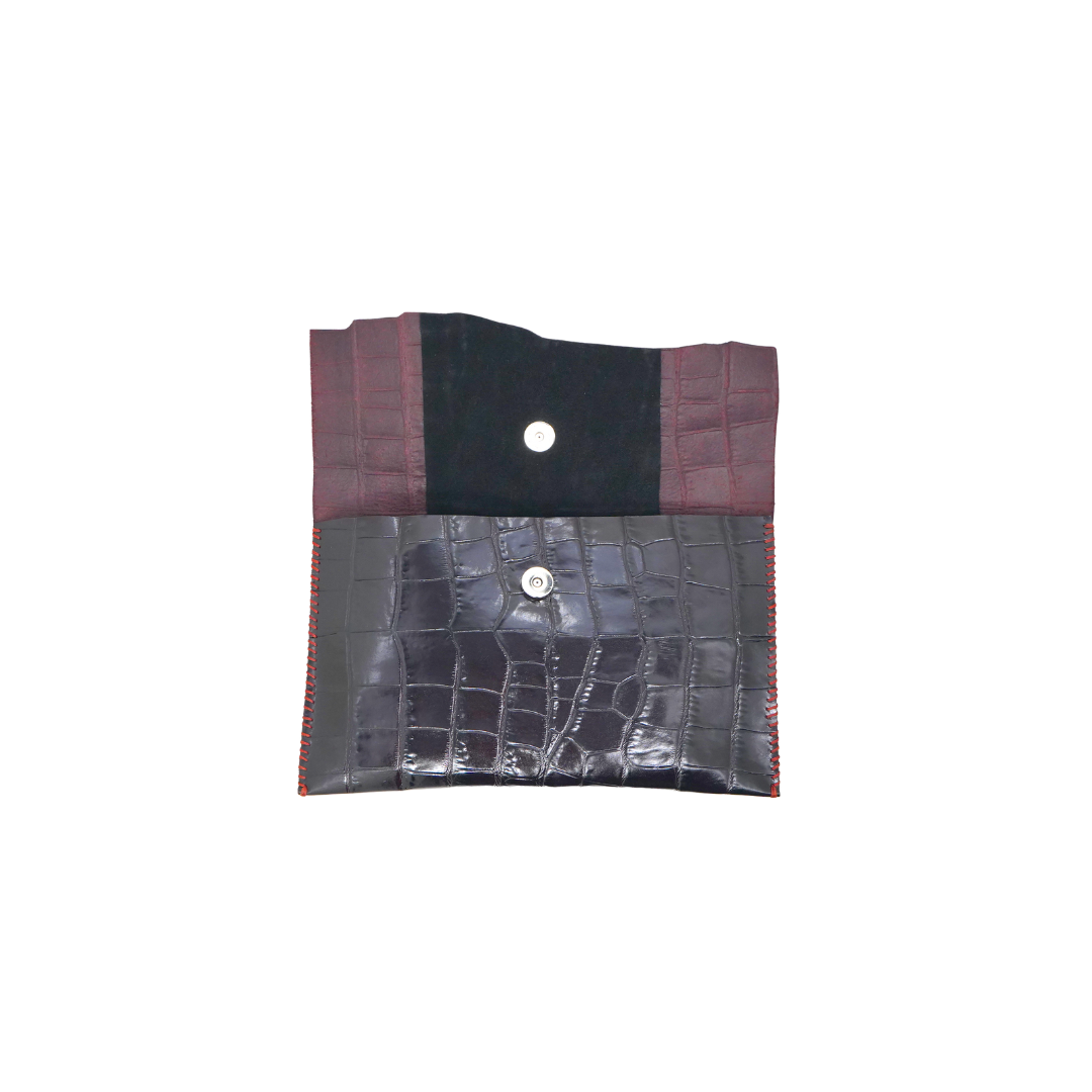WL24 Crocodile Pattern-Burgandi Black 02 clutch