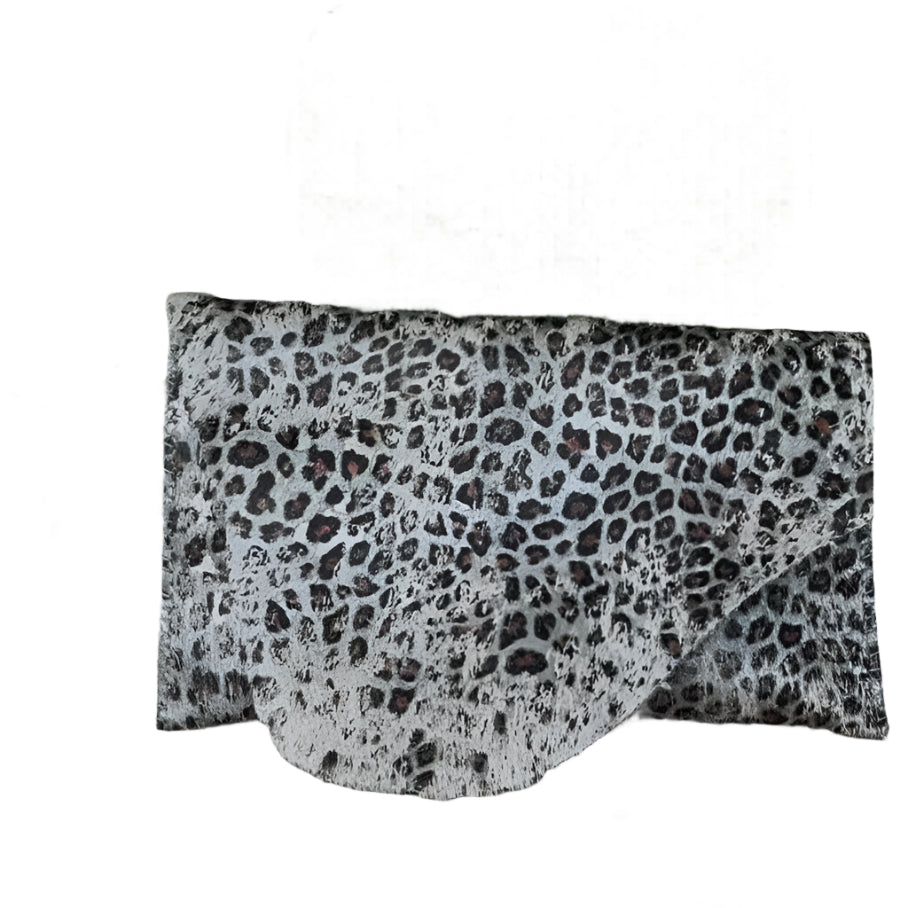 zSL25 Cowhide-Silver Animal Print 02 Clutch - Only Available Off-Line in Roma Store
