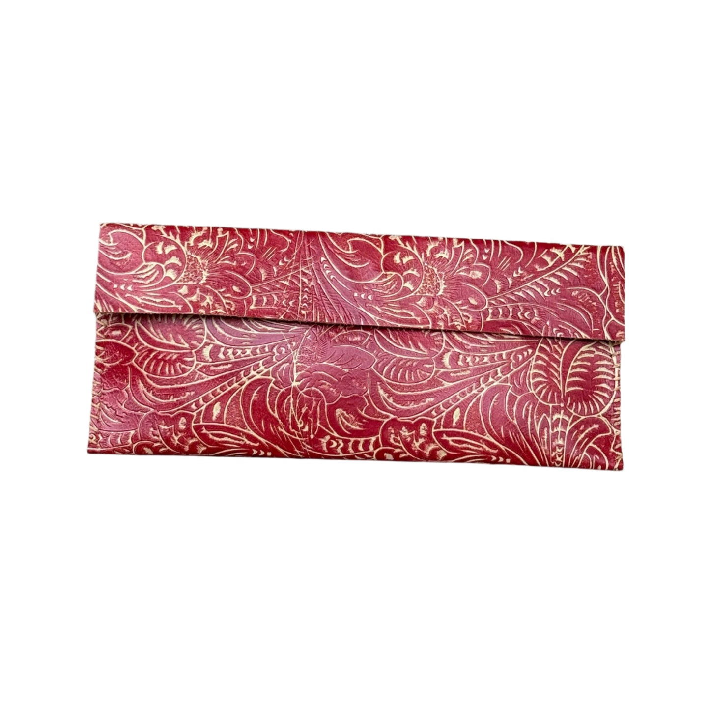 SUL25 Cowhide-Red Flower 01 Clutch z
