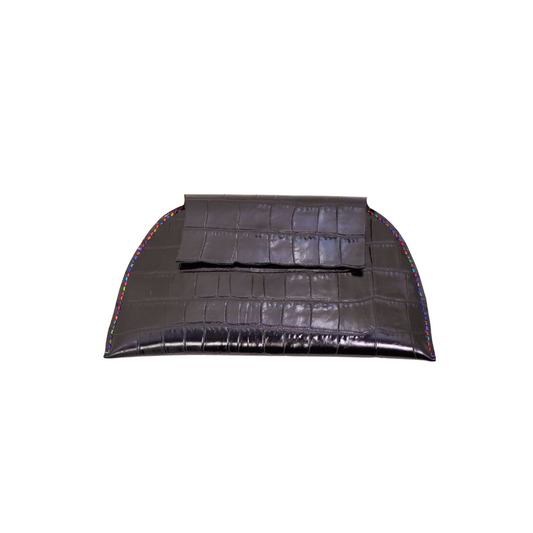 WL24 Crocodile Pattern-Burgandi Black 01 Clutch