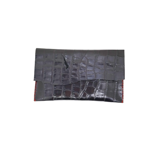 WL24 Crocodile Pattern-Burgandi Black 02 clutch