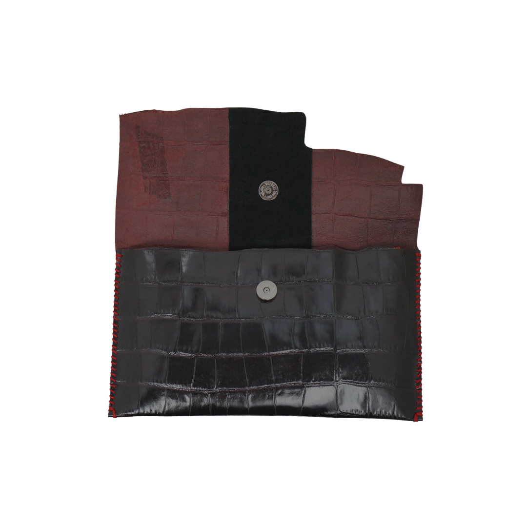WL24 Crocodile Pattern-Burgandi Black 03 Clutch