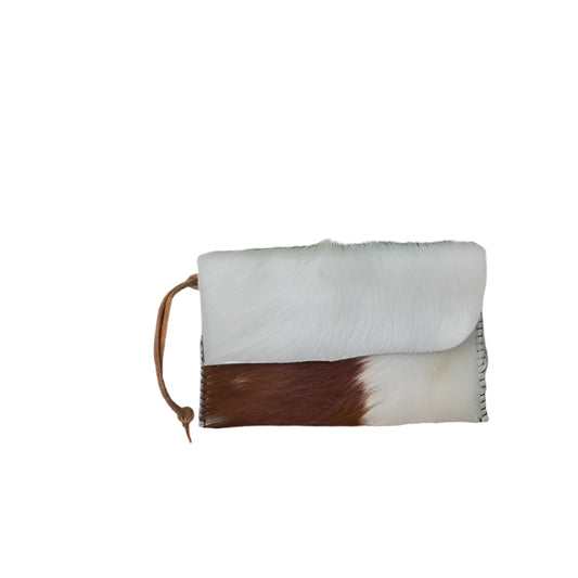 SL25 Cowhide Bone White & Brown 06 Mini Clutch & Phone Case