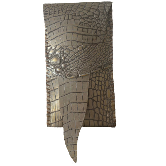 SUL25 Crocodile Pattern-Gold Silver Yell 05 Mini Clutch for Mobile Phone