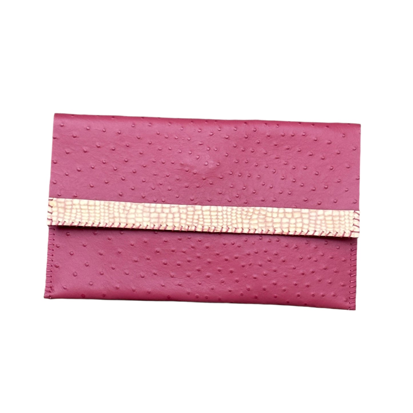 WL24 Ostrich Pattern-Pink 02 Clutch